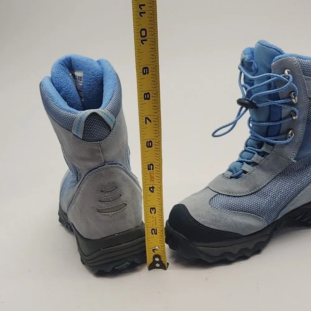 LL Bean Boots Blue Suede Thinsulate Winter Hiking Ankle Toggle Size 4 Kids Youth